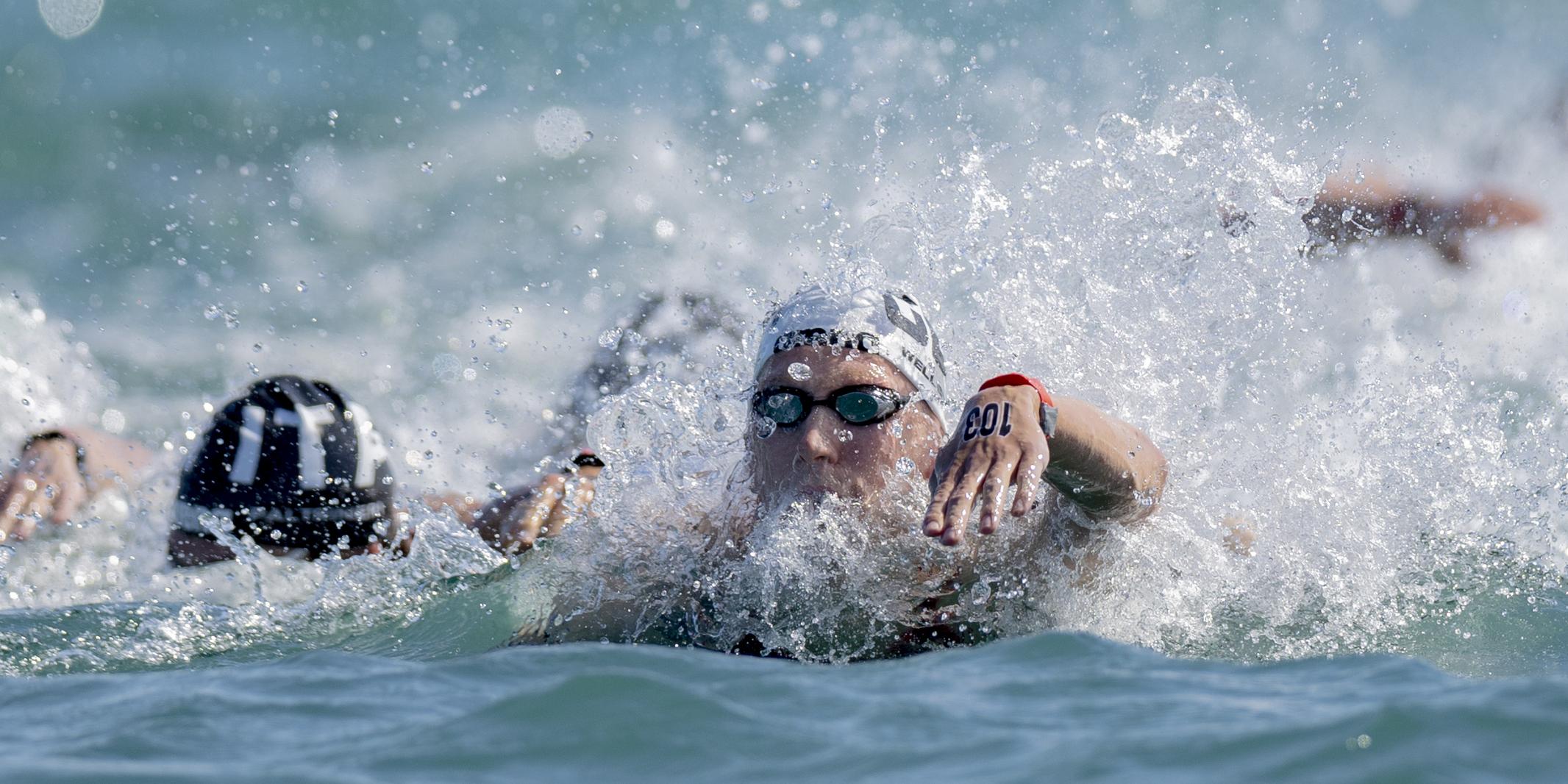 Freiwasserschwimmer beim 10km-Rennen in Doha.