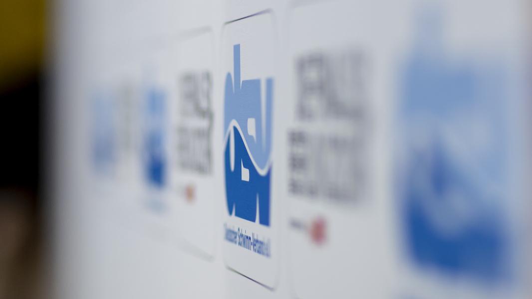 Das DSV-Logo auf einer Rückwand.